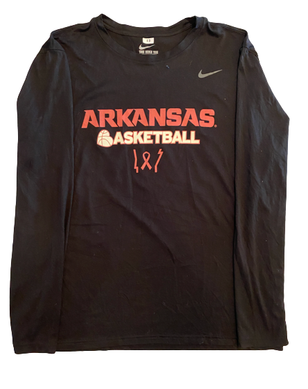 Emeka Obukwelu Arkansas Basketball Team Exclusive "Breast Cancer Awareness" Long Sleeve Shirt (Size XL)