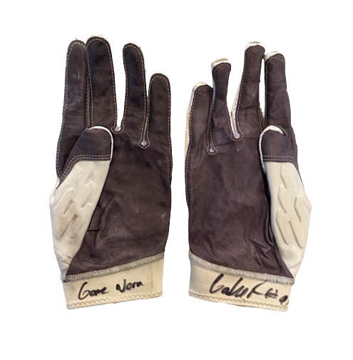 Carlos Basham Jr. Buffalo Bills SIGNED & INSCRIBED 2021 Rookie Season Game Worn Gloves (Size 2XL)