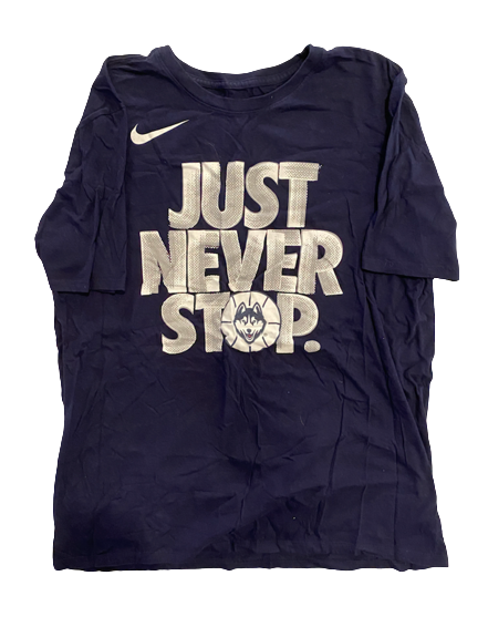 Azura Stevens UCONN Basketball Team Issued "JUST NEVER STOP" T-Shirt (Size L)