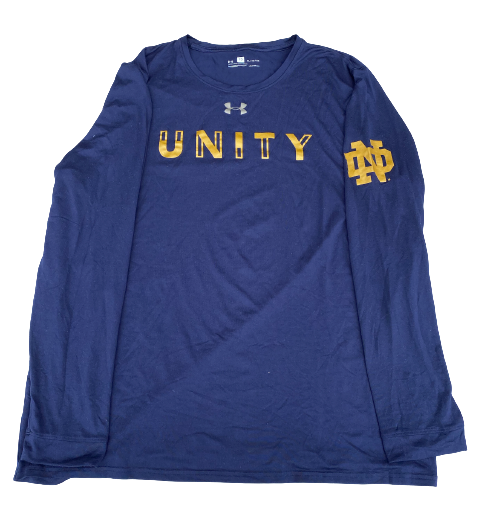 Nikola Djogo Notre Dame Basketball Team Exclusive "UNITY" Pre-Game Long Sleeve Shooting Shirt (Size XL)
