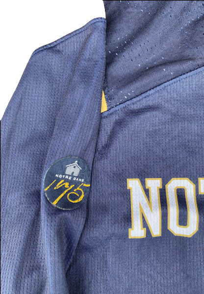 Nikola Djogo Notre Dame Basketball Team Exclusive Long Sleeve Warm-Up Shirt with Patches (Size L)