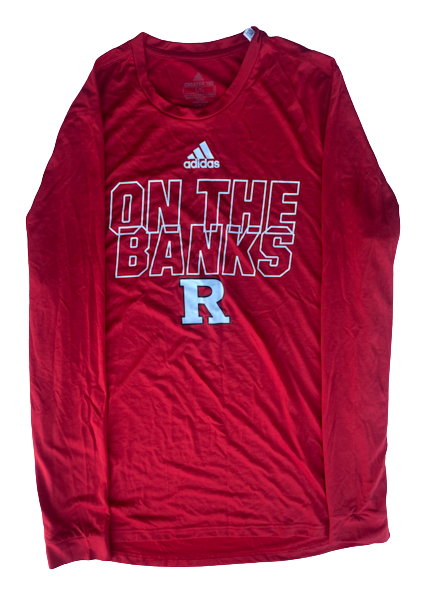 Lawrence Stevens Rutgers Football Team Issued "ON THE BANKS" Long Sleeve Shirt (Size LT)