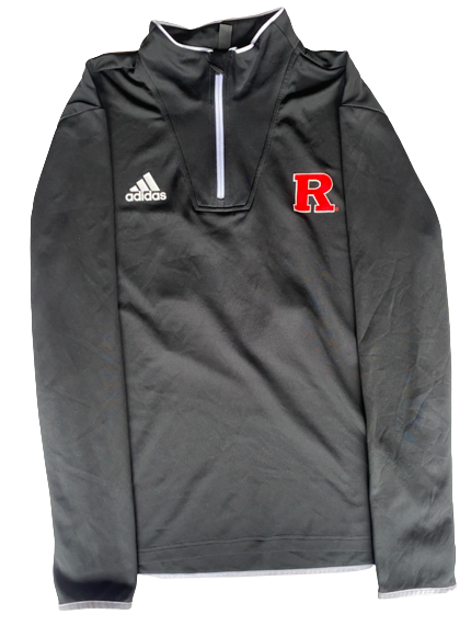 Lawrence Stevens Rutgers Football Team Issued Quarter-Zip Pullover with Number on Back (Size M)