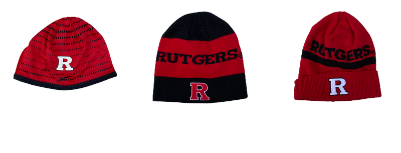 Lawrence Stevens Rutgers Football Team Issued Set of (3) Beanie Hats
