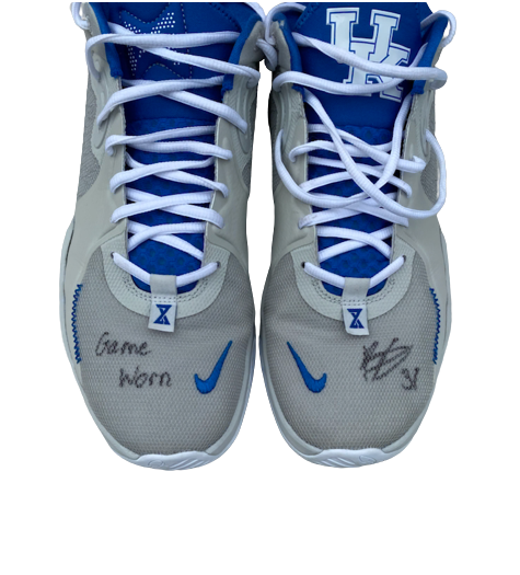 Kellan Grady Kentucky Basketball SIGNED GAME WORN Shoes (Size 14) - Photo Matched