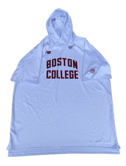Brevin Galloway Boston College Basketball Exclusive SIGNED Pre-Game Warm-Up Short-Sleeve Hoodie (Size XL)