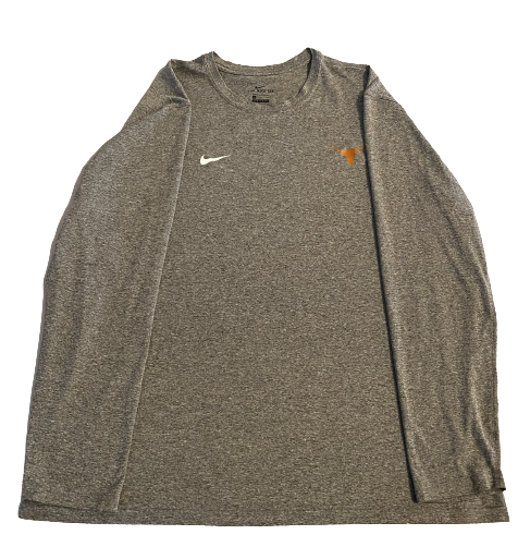 Denzel Okafor Texas Football Team Issued Long Sleeve Shirt with Player Tag (Size 2XL)