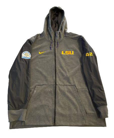 Aaron Moffitt LSU Football Team Exclusive Citrus Bowl Jacket with Patch & Number on Sleeves (Size 2XL)
