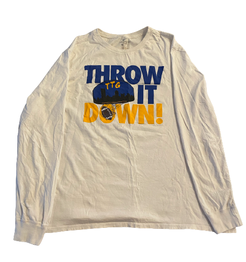 Keyshon Camp Pittsburgh Football "Throw It Down!" Long Sleeve Shirt (Size 2XL)