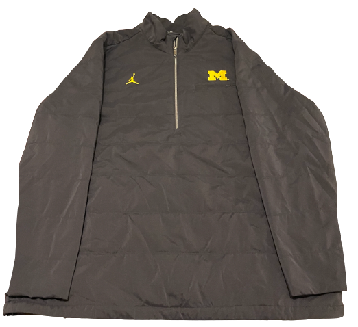 David Ojabo Michigan Football Team Exclusive Jordan Puffy Down-Coat Quarter-Zip Jacket (Size 2XL)