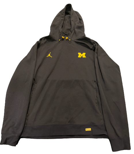 David Ojabo Michigan Football Team Issued Jordan Travel Hoodie with PLAYER TAG (Size 2XL)