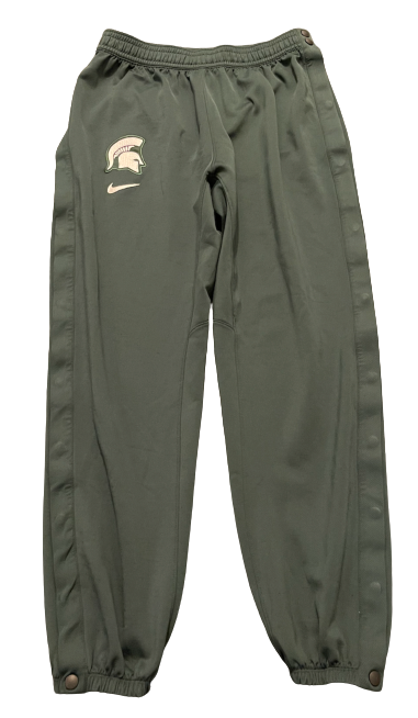 Gabe Brown Michigan State Basketball Player Exclusive Snap-Off Pre-Game Sweatpants (Size L)
