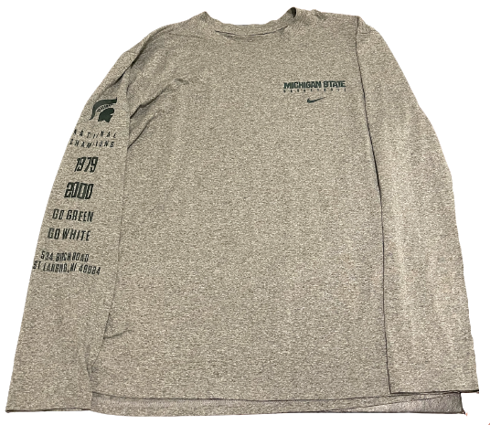 Gabe Brown Michigan State Basketball Team Issued Long Sleeve Workout Shirt (Size L)