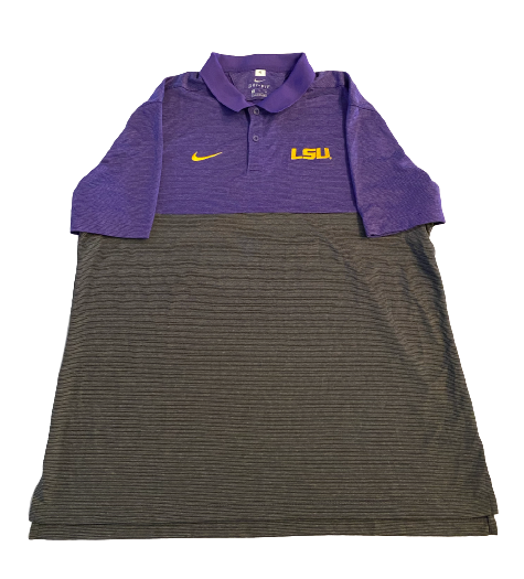 Ray Thornton LSU Football Team Issued Travel Polo Shirt (Size XL)