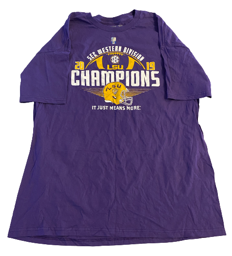 Ray Thornton LSU Football Team Issued 2019 SEC Western Division Champions T-Shirt (Size XL)