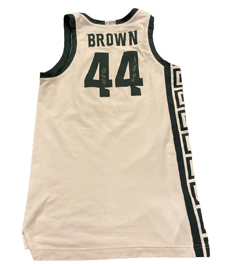 Gabe Brown Michigan State Basketball 2021-2022 SIGNED & INSCRIBED GAME WORN Uniform Set (Jersey & Shorts) - Photo Matched