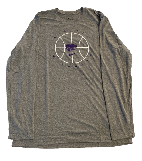 Mike McGuirl Kansas State Basketball Team Issued Long Sleeve Workout Shirt (Size L)