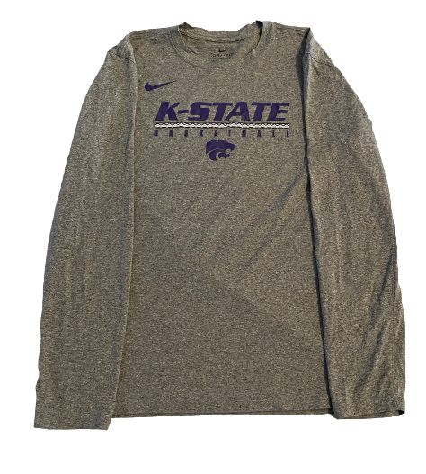 Mike McGuirl Kansas State Basketball Team Issued Long Sleeve Workout Shirt (Size L)