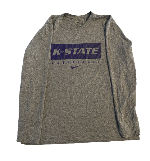 Mike McGuirl Kansas State Basketball Team Issued Long Sleeve Workout Shirt (Size L)