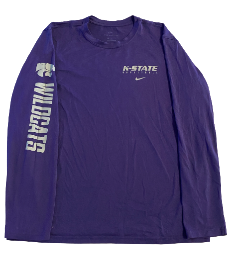 Mike McGuirl Kansas State Basketball Team Issued Long Sleeve Workout Shirt (Size L)