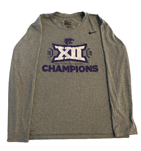 Mike McGuirl Kansas State Basketball Team Issued 2019 Big 12 Champions Long Sleeve Shirt (Size L)