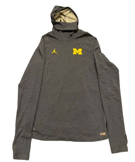 Hassan Haskins Michigan Football Team Issued Performance Hoodie with PLAYER TAG (Size L)