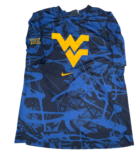 Taz Sherman West Virginia Basketball Player Exclusive Pre-Game Warm-Up Shirt with Silver Elite Tag (Size M)