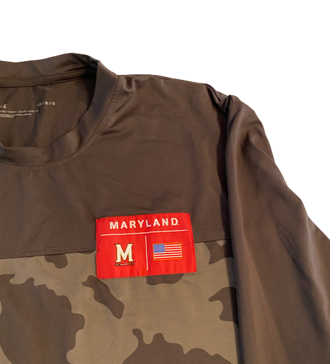 Darryl Morsell Maryland Basketball Team Issued Camo Long Sleeve Shirt (Size L)