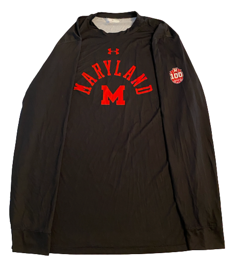 Darryl Morsell Maryland Basketball Team Exclusive Long Sleeve Pre-Game Warm-Up Shirt with "100 Seasons" Print (Size L)