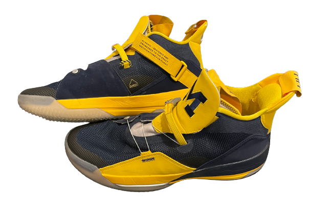 Eli Brooks Michigan Basketball Player Exclusive Air Jordan 33 Shoes (Size 11.5) - New