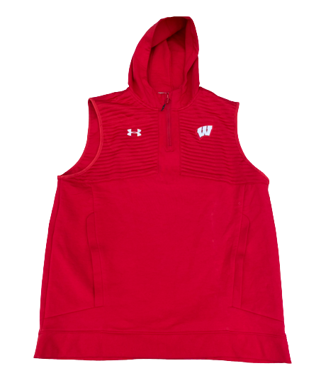 Jack Coan Wisconsin Football Team Issued Sleeveless Hoodie (Size L)