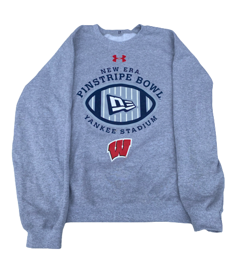 Jack Coan Wisconsin Football Team Issued "Pinstripe Bowl" Crewneck Sweatshirt (Size L)