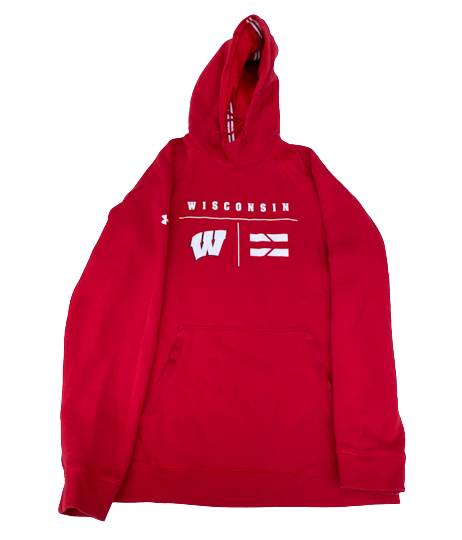 Jack Coan Wisconsin Football Team Issued Sweatshirt with Player Tag (Size L)