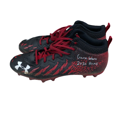 Jack Coan Wisconsin Football SIGNED & INSCRIBED Game Worn 2020 Home Cleats (Size 12)
