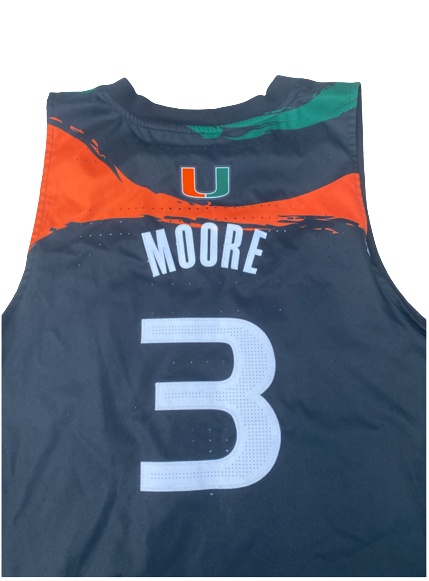 Charlie Moore Miami Basketball 2021-2022 GAME WORN Jersey (Size M)