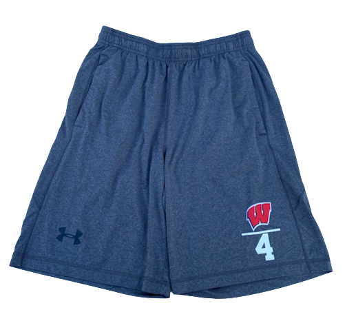 Carter Higginbottom Wisconsin Basketball Team Issued Workout Shorts with Number (Size M)