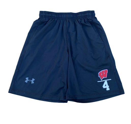 Carter Higginbottom Wisconsin Basketball Team Issued Workout Shorts with Number (Size M)