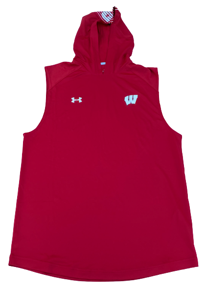 Carter Higginbottom Wisconsin Basketball Team Issued Sleeveless Performance Hoodie (Size M)