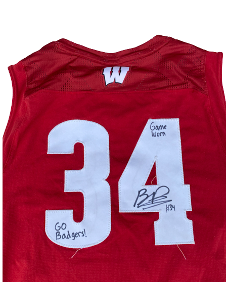 Brad Davison Wisconsin Basketball 2018 SIGNED GAME WORN Jersey (Size L)