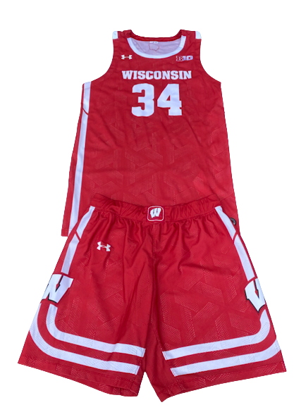 Brad Davison Wisconsin Basketball 2019 SIGNED GAME WORN Uniform Set - Jersey & Shorts (Size L)