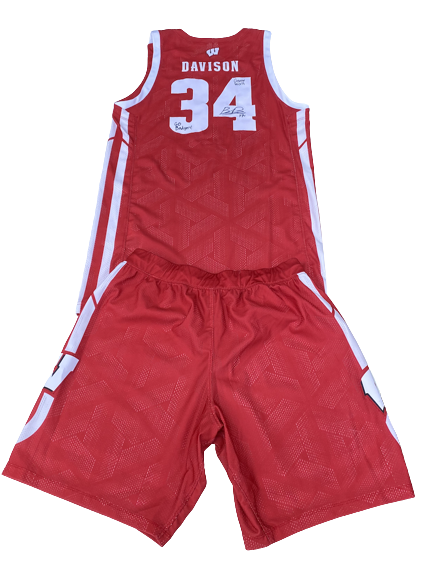 Brad Davison Wisconsin Basketball 2019 SIGNED GAME WORN Uniform Set - Jersey & Shorts (Size L)