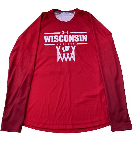 Brad Davison Wisconsin Basketball Exclusive  "4 MOORE" Long Sleeve Pre-Game Warm-Up Shirt (Size L)
