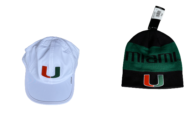 Sam Waardenburg Miami Basketball Team Issued Set of (2) Hats - New with Tags