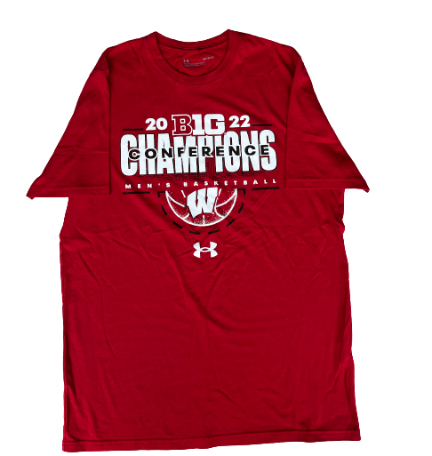 Carter Higginbottom Wisconsin Basketball Team Issued "2022 B1G Conference Champions" Workout Shirt (Size M)