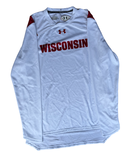 Carter Higginbottom Wisconsin Basketball Team Exclusive Long Sleeve Pre-Game Warm-Up Shirt (Size M)
