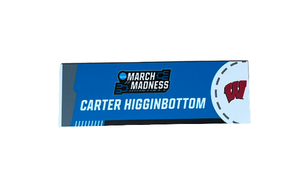 Carter Higginbottom Wisconsin Basketball March Madness Locker Room Name Tag