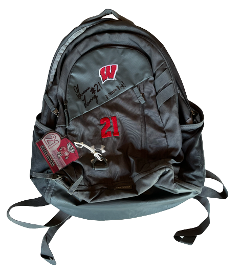 Grace Loberg Wisconsin Volleyball SIGNED Team Issued Travel Backpack with Player Tag
