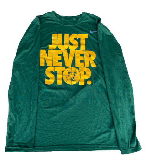 Ryan Davis Vermont Basketball Team Issued "JUST NEVER STOP" Long Sleeve Shirt (Size XL)