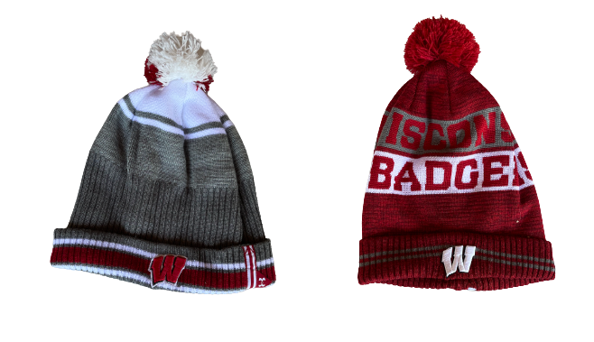 Grace Loberg Wisconsin Volleyball Team Issued Set of (2) Beanie Hats