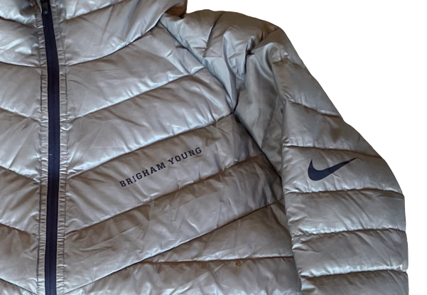 Yoeli Childs BYU Basketball Player Exclusive Winter Bubble Jacket (Size XL)